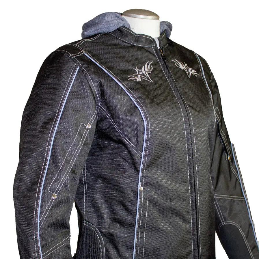 Veste de moto en textile réfléchissant Open Road pour femmes avec capuche zippable amovibleEX-STOCK Canada