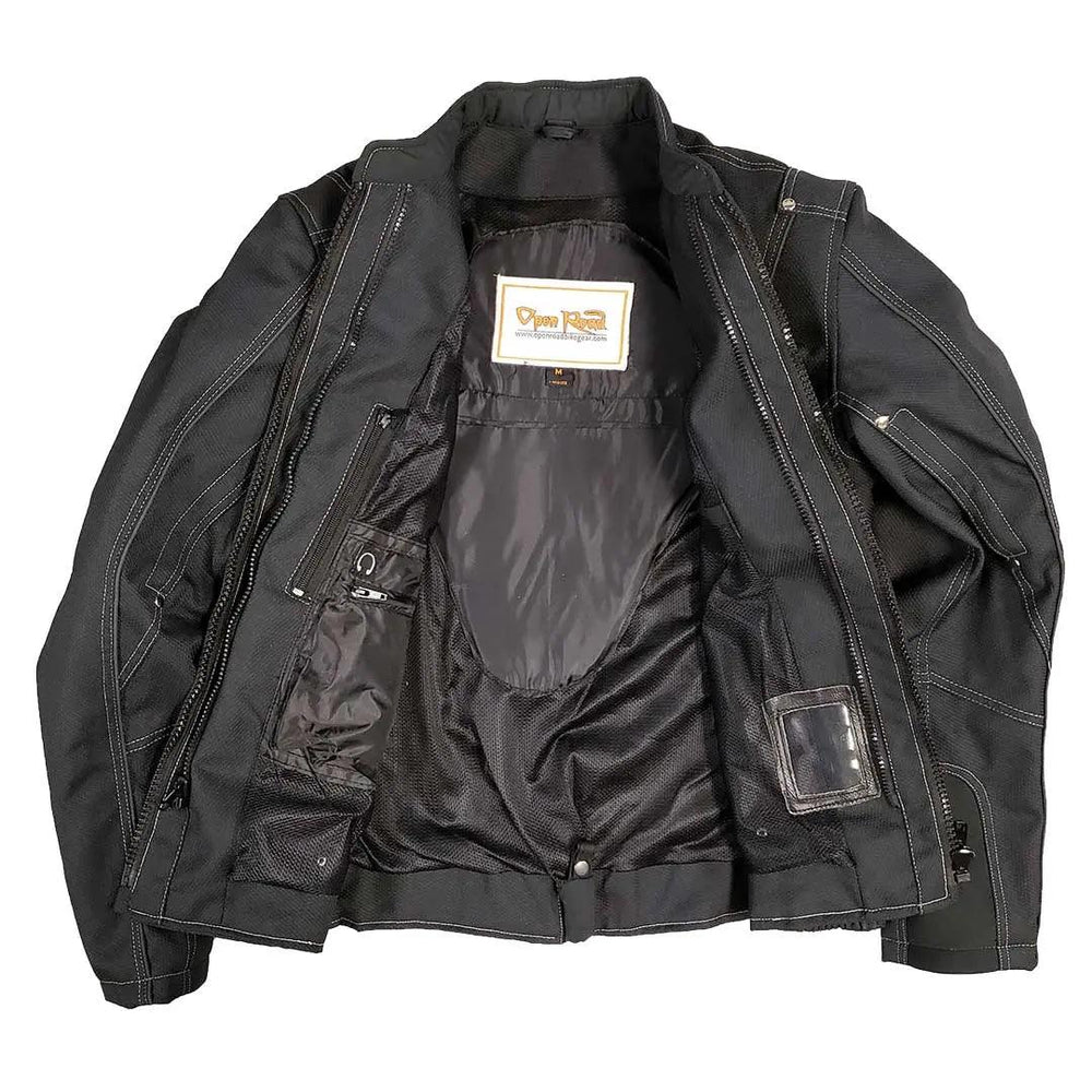 Veste de moto en textile réfléchissant Open Road pour femmes avec capuche zippable amovibleEX-STOCK Canada