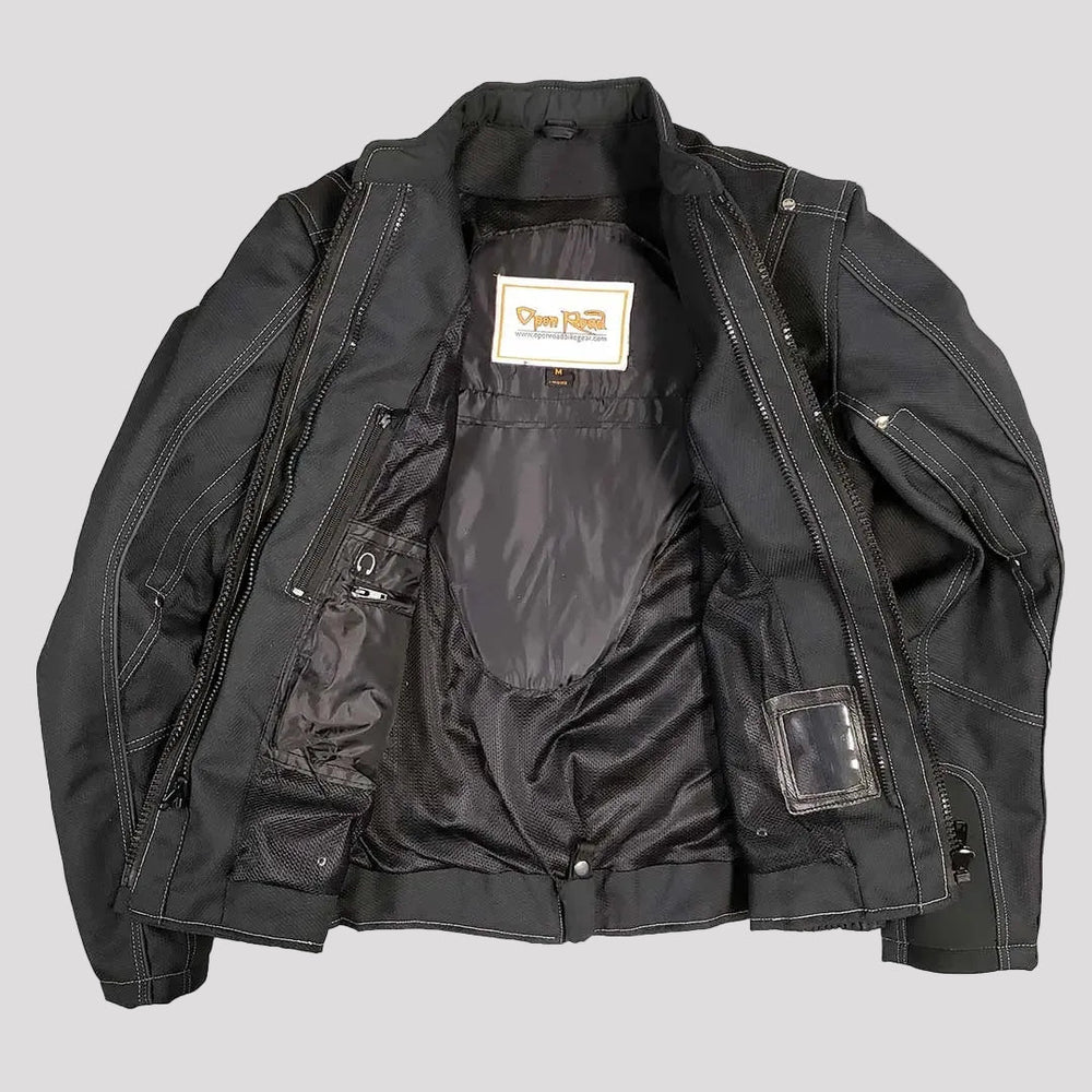Chaqueta de Motociclista de Textil Reflectante con Capucha Desmontable para Mujer Open Road