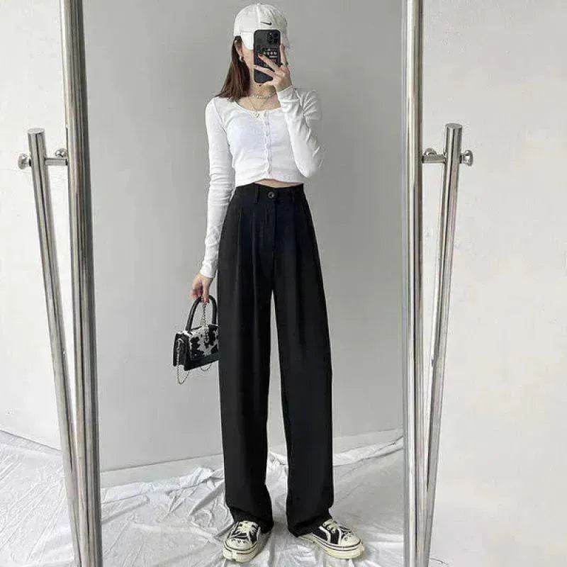 Oversized Women's Drape Suit Pants Loose Straight Leg - EX-STOCK Canada