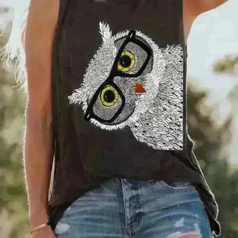 Owl Glasses Sleeveless Tank Top - EX-STOCK CANADA