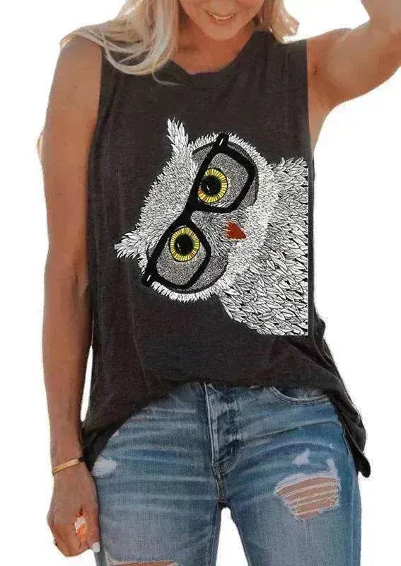 Owl Glasses Sleeveless Tank Top - EX-STOCK Canada