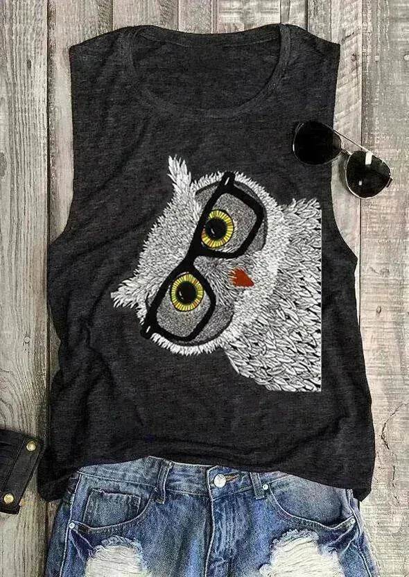 Owl Glasses Sleeveless Tank Top - EX-STOCK Canada