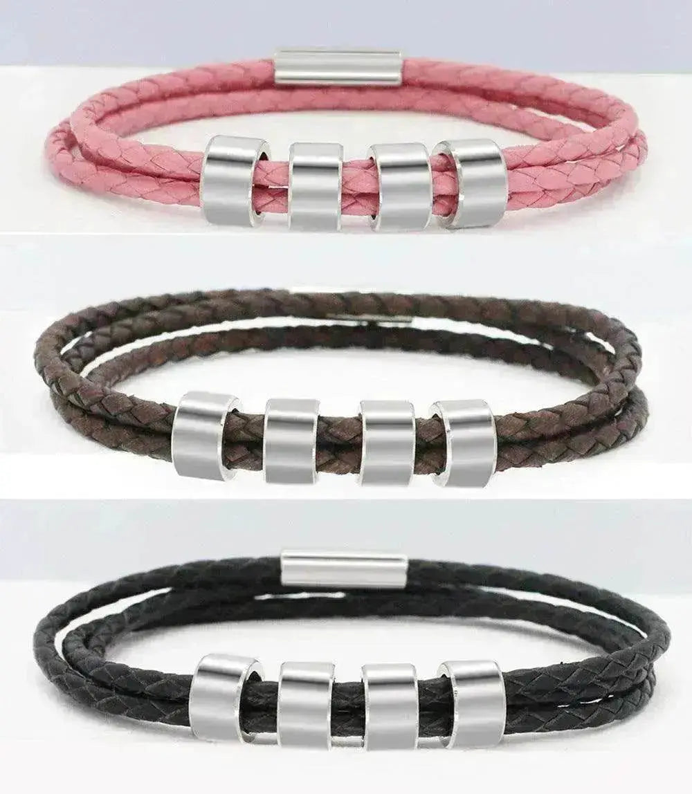 Personalized Beads Stainless steel engraved woven Hand Rope bracelet - EX-STOCK Canada