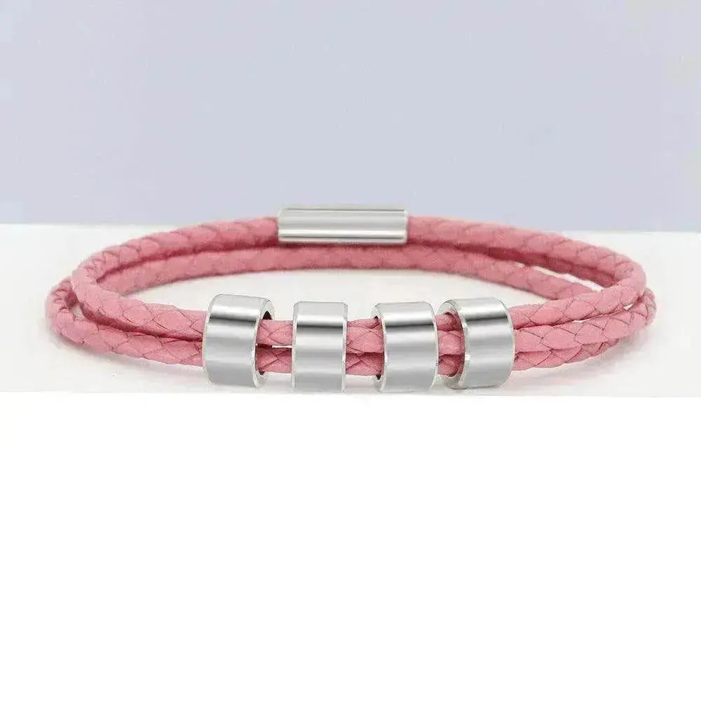 Personalized Beads Stainless steel engraved woven Hand Rope bracelet - EX-STOCK Canada