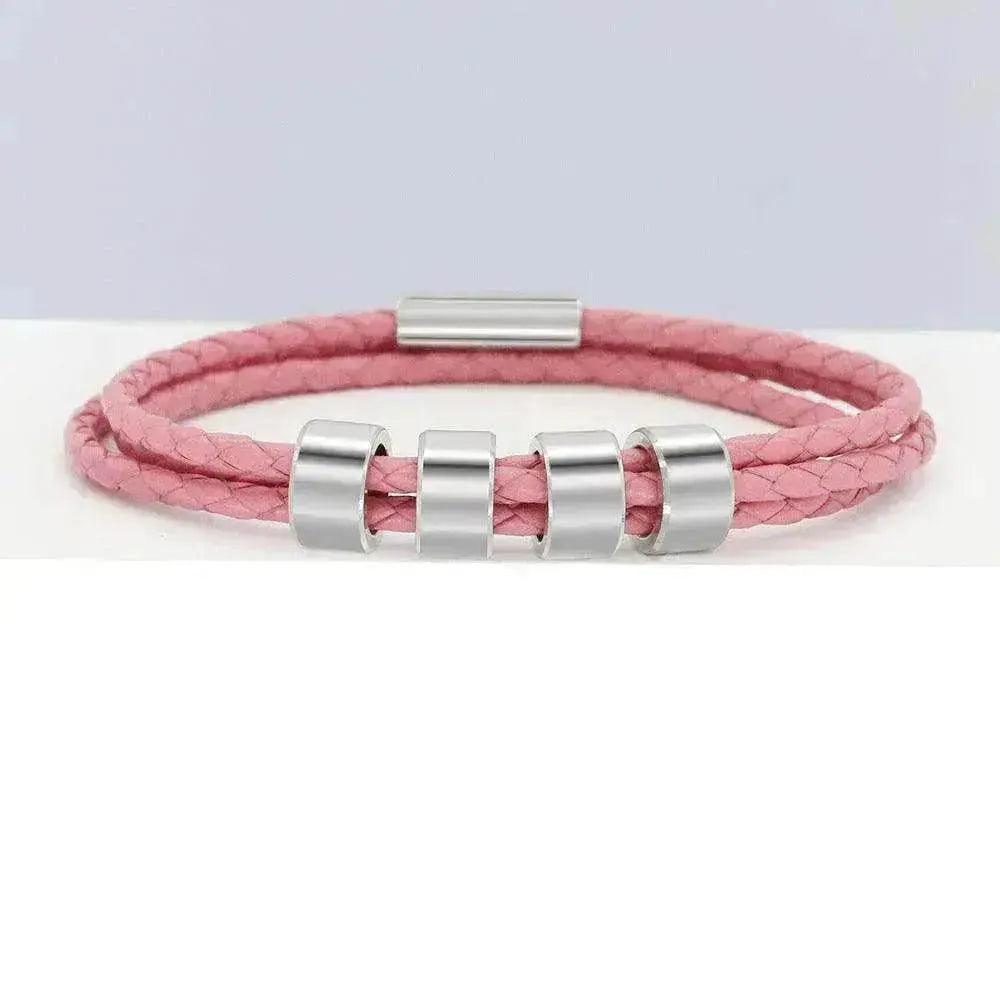 Pulsera de cuerda tejida con cuentas personalizadas de acero inoxidable grabado - EX-STOCK Canada