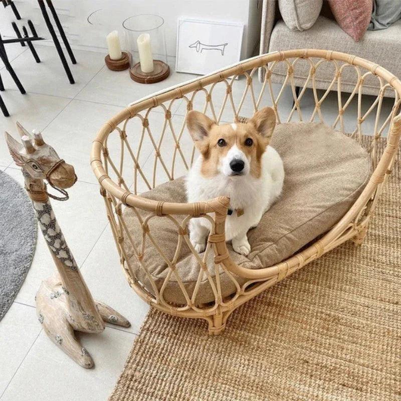 Pet Bed Handmade Rattan Woven Pet Bed Sofa For Dogs EX-STOCK Canada