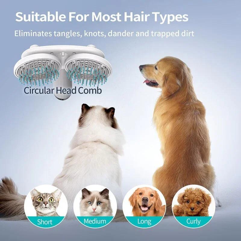 Double-Headed Negative Ion Self-Cleaning Pet Slicker Brush – Pink, Blue & Grey
