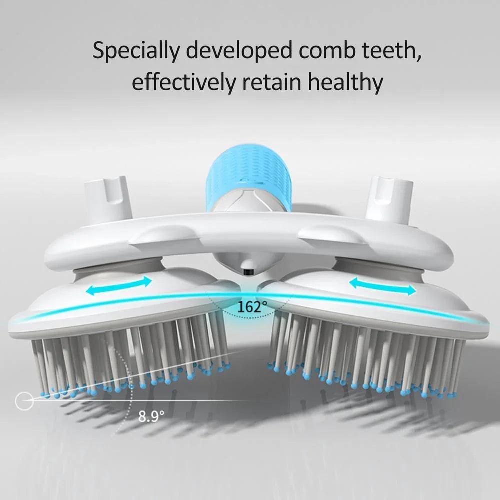 Double-Headed Negative Ion Self-Cleaning Pet Slicker Brush – Pink, Blue & Grey