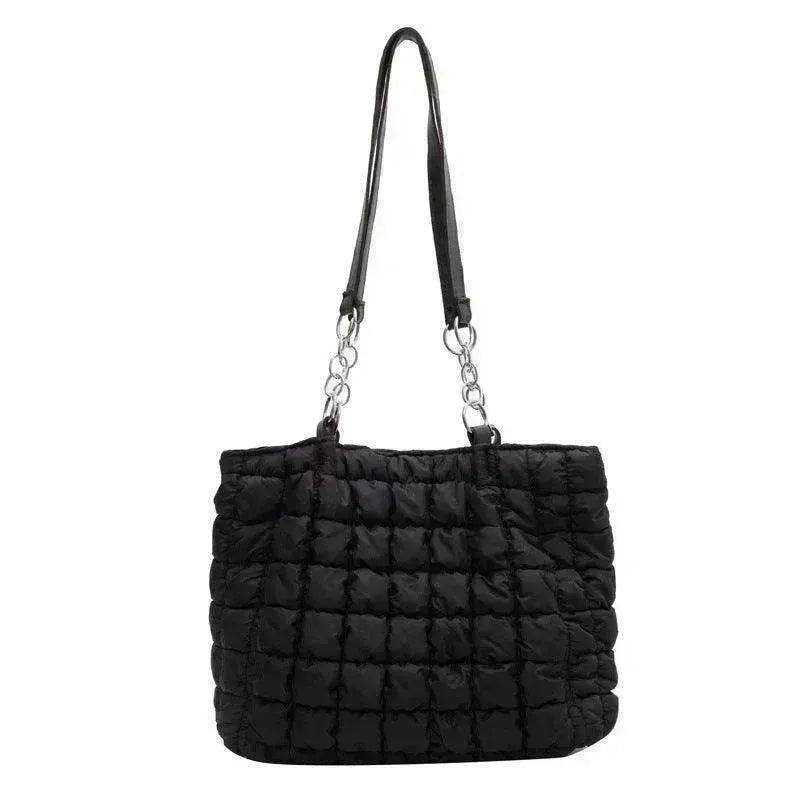 Plaid Down Handbags Large Capacity Bubble Tote Bag - EX-STOCK Canada