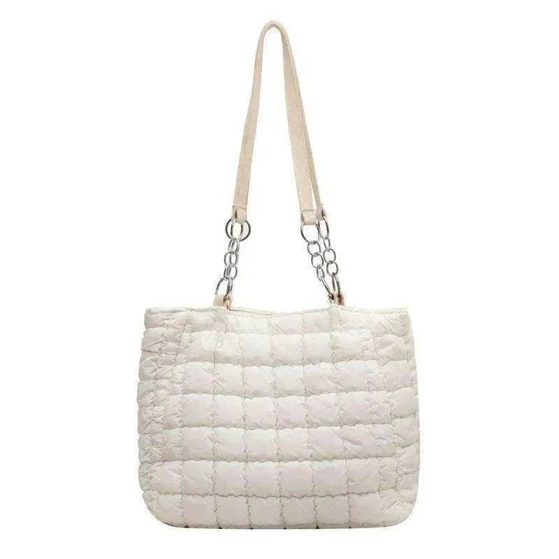 Plaid Down Handbags Large Capacity Bubble Tote Bag - EX-STOCK Canada
