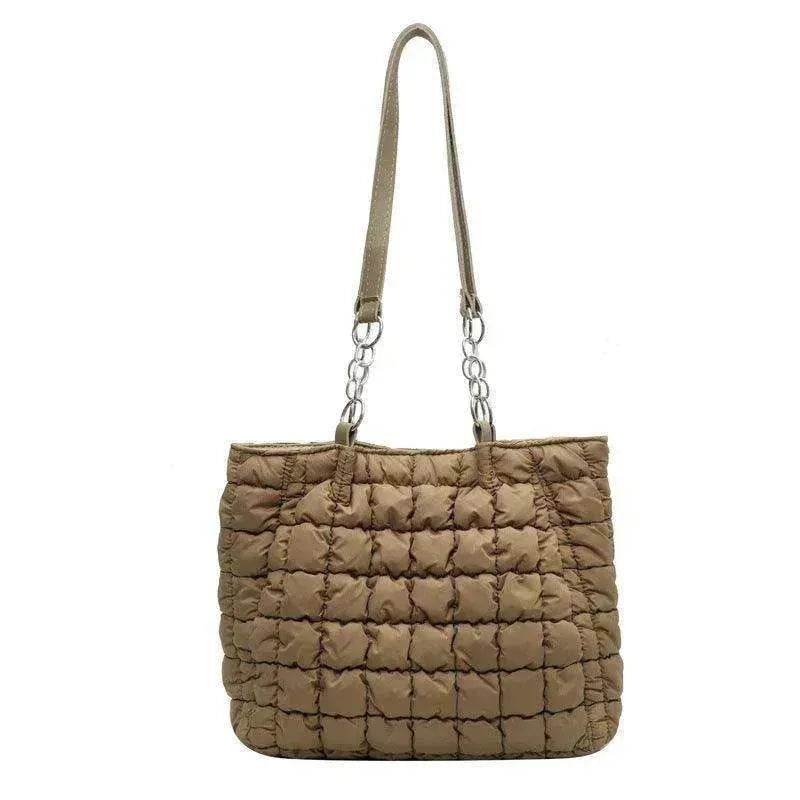 Plaid Down Handbags Large Capacity Bubble Tote Bag - EX-STOCK Canada