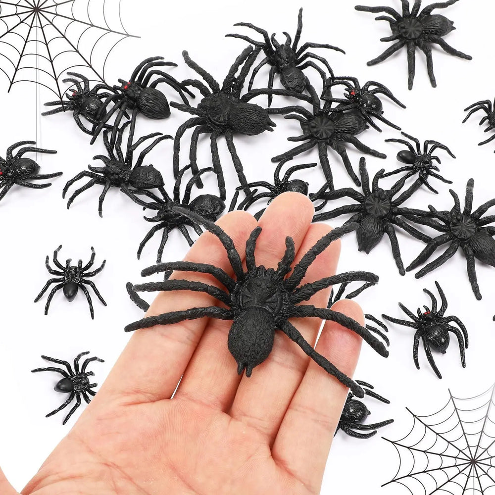 Plastic Spiders, 40 PCS Black Realistic Plastic Fake Scary Spiders Halloween Prank Props Halloween Spider Large And Small Fake Spider-Cannot Be Listed On Amazon Platform - EX-STOCK Canada