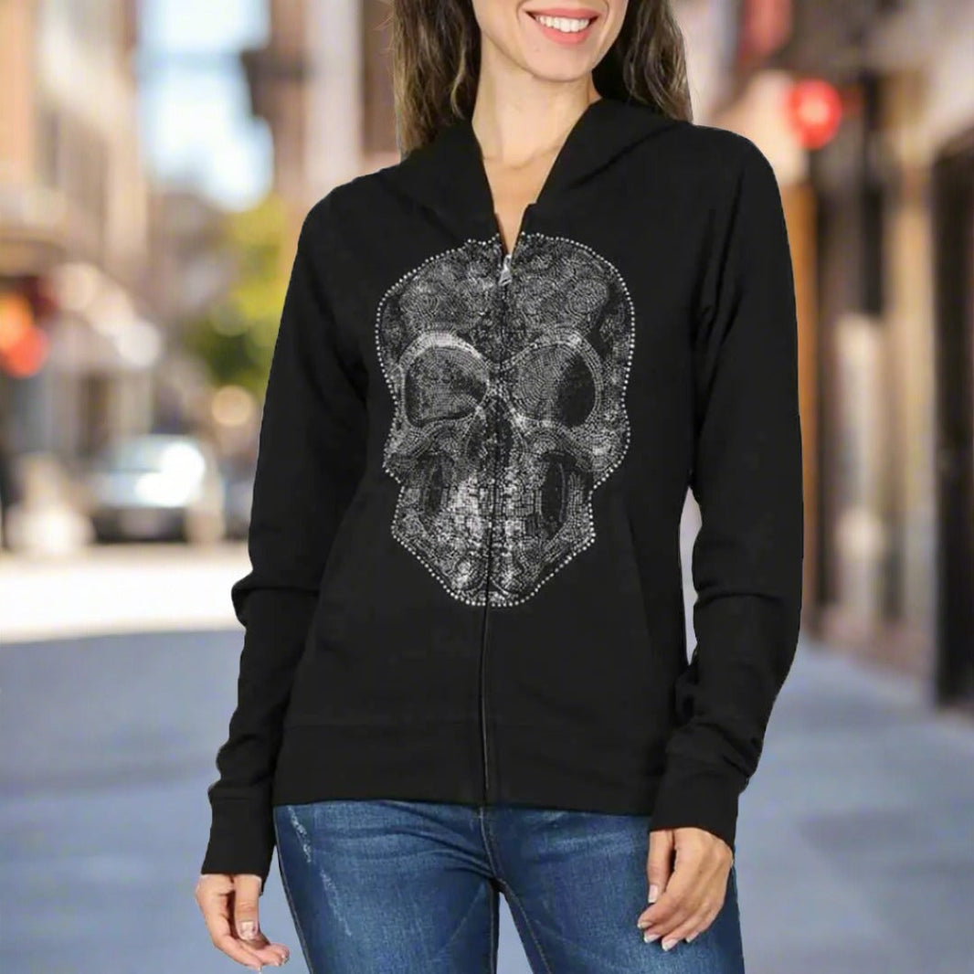 Platinum Plush Women's Skull Full Zip Hoodie EX-STOCK Canada