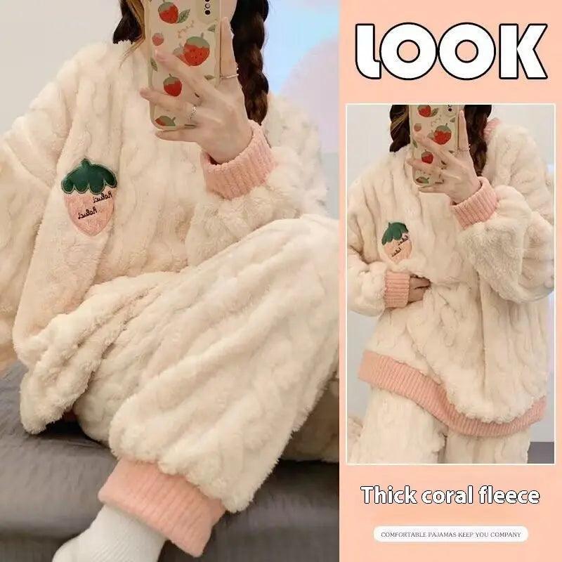 Pigiami di Velluto per Donna Autunno e Inverno Foderati in Pile - EX-STOCK Canada