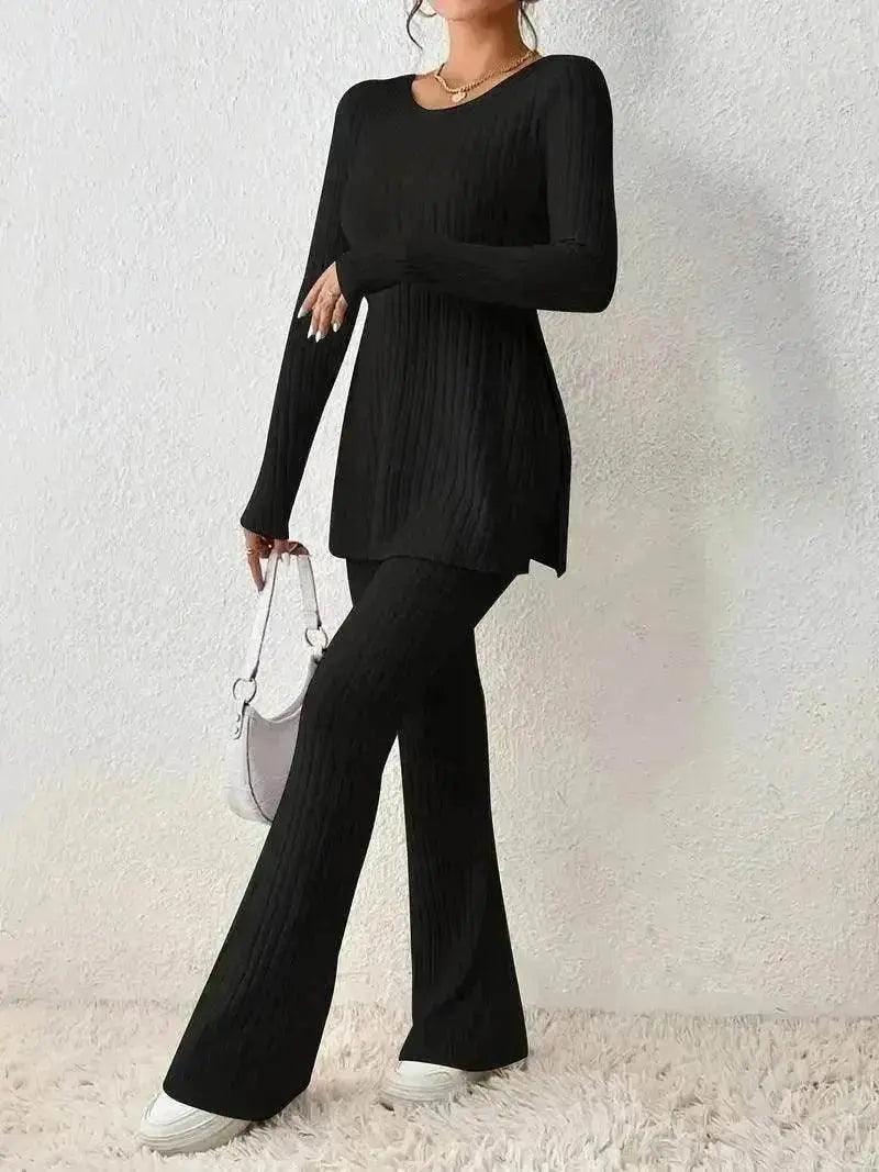 Polyester Two piece set Women's Clothing Solid Color Casual Slim New Fashion Women Elegant Outfit - EX-STOCK Canada