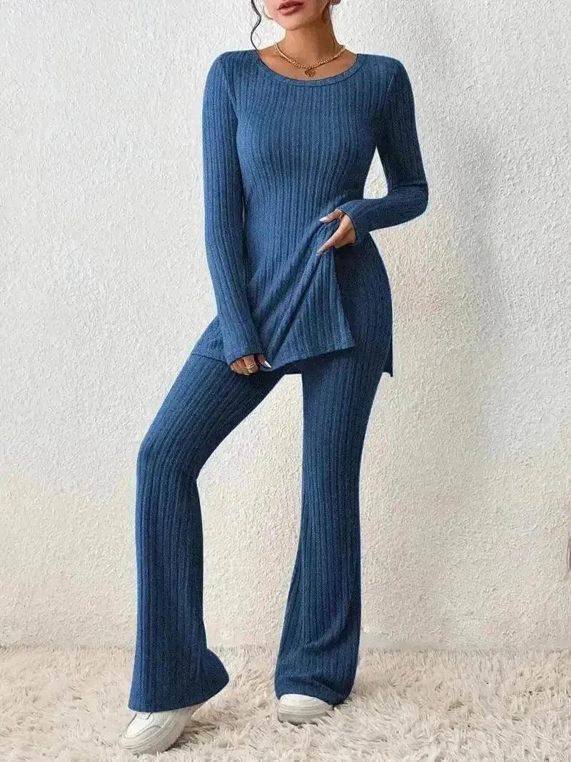 Polyester Two piece set Women's Clothing Solid Color Casual Slim New Fashion Women Elegant Outfit - EX-STOCK Canada