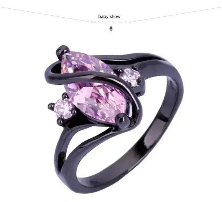 Beliebter Mode-Luxus Retro Lila Zirkon CZ Farbiger Kristallring Damen Verlobungsschmuck Edelstahlring - EX-STOCK Canada