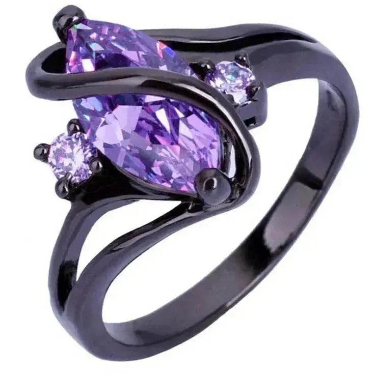 Beliebter Mode-Luxus Retro Lila Zirkon CZ Farbiger Kristallring Damen Verlobungsschmuck Edelstahlring - EX-STOCK Canada