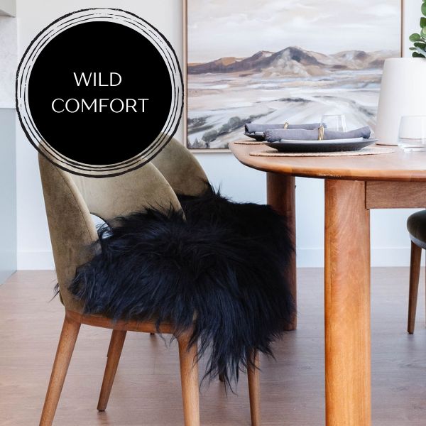 Black Icelandic Sheepskin Chair Pad