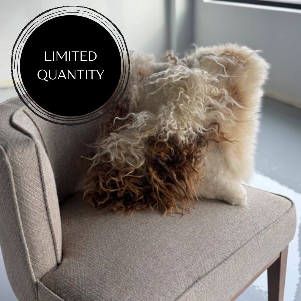 Mélange Lammfellkissen, lockige WolleEX-STOCK Canada