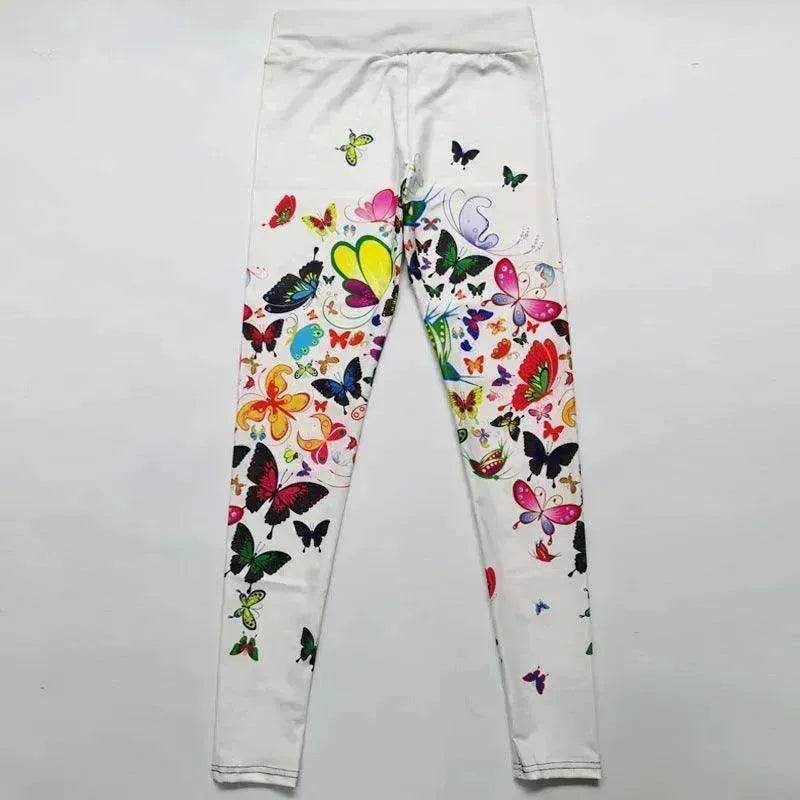 Printed Floral Butterfly Leggings High Waist Slim Yoga Pants Leggings - EX-STOCK Canada