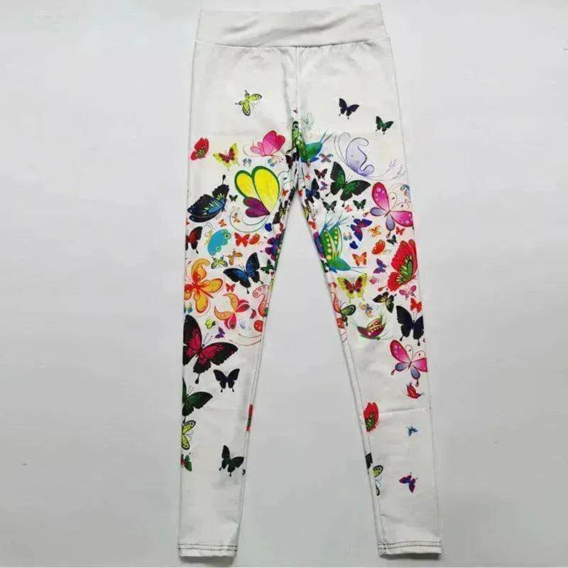 Printed Floral Butterfly Leggings High Waist Slim Yoga Pants Leggings - EX-STOCK Canada