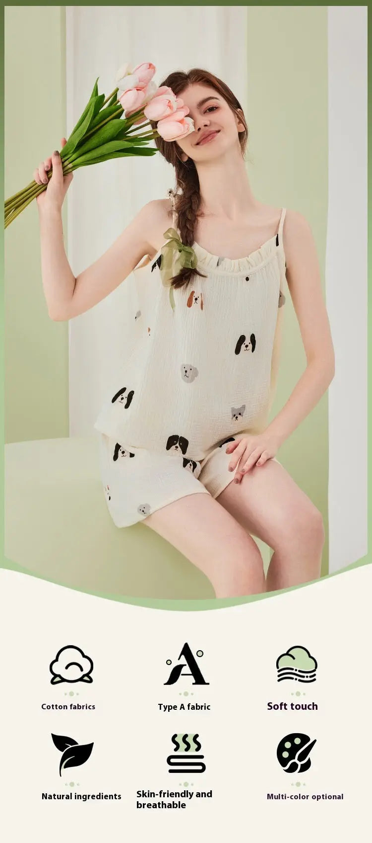 Pyjama pour femmes en gaze double couche de coton pur - EX-STOCK Canada