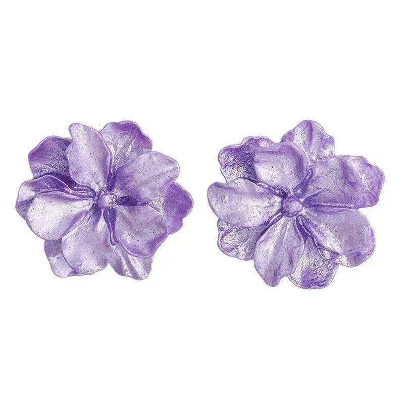 Purple Flower Internet Influencer Fairy Resin Stud Earrings For Women - EX-STOCK Canada