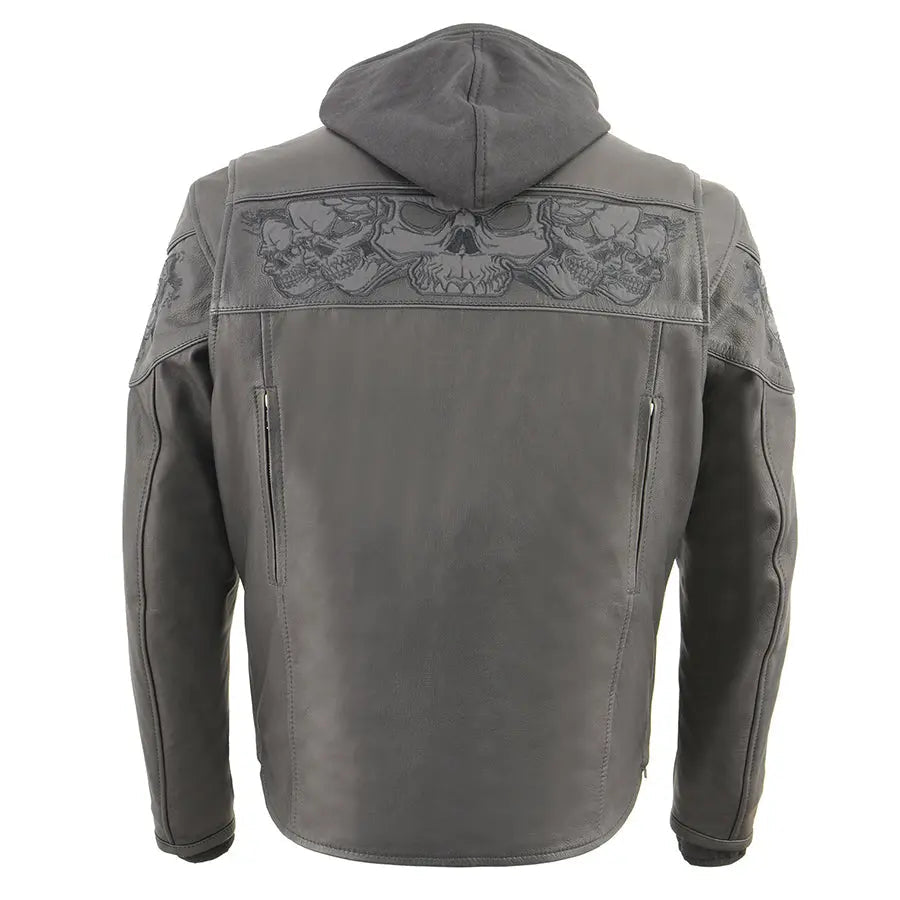 Veste de scooter crossover pour hommes Milwaukee Leather avec crânes réfléchissants et capuche amovible à manches longuesEX-STOCK Canada