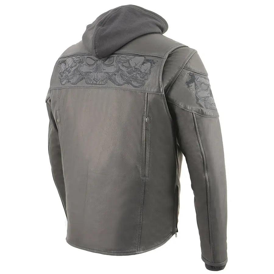 Veste de scooter crossover pour hommes Milwaukee Leather avec crânes réfléchissants et capuche amovible à manches longuesEX-STOCK Canada