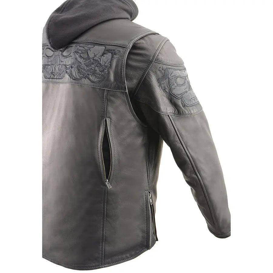 Veste de scooter crossover pour hommes Milwaukee Leather avec crânes réfléchissants et capuche amovible à manches longuesEX-STOCK Canada