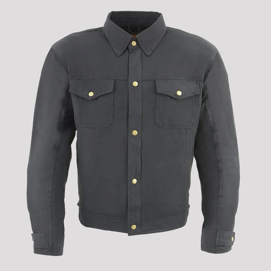 Milwaukee Leather Men's Black Armored Biker Shirt w/ Reinforced Fibers