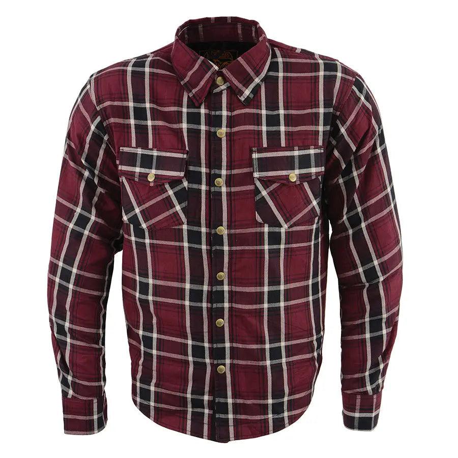 Camisa Biker de Franela Acolchada Cuadriculada Burdeos para Hombre de Milwaukee Leather con Fibras ReforzadasEX-STOCK Canada