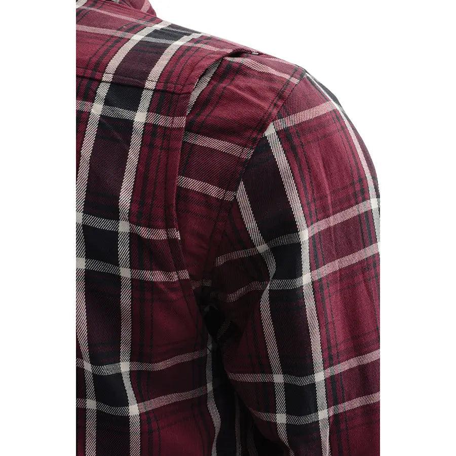 Camisa Biker de Franela Acolchada Cuadriculada Burdeos para Hombre de Milwaukee Leather con Fibras ReforzadasEX-STOCK Canada