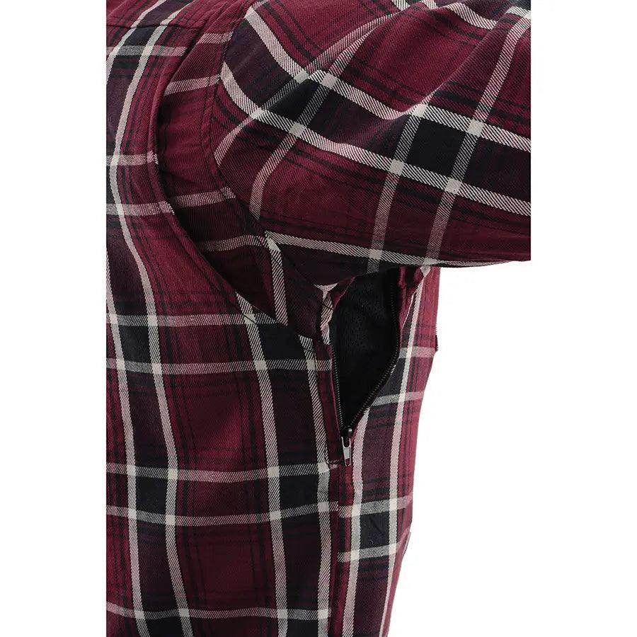 Camisa Biker de Franela Acolchada Cuadriculada Burdeos para Hombre de Milwaukee Leather con Fibras ReforzadasEX-STOCK Canada