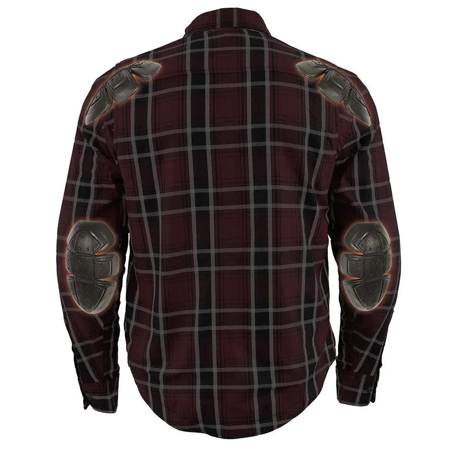 Camisa Biker de Franela Acolchada Cuadriculada Burdeos para Hombre de Milwaukee Leather con Fibras ReforzadasEX-STOCK Canada