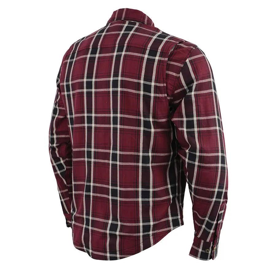 Camisa Biker de Franela Acolchada Cuadriculada Burdeos para Hombre de Milwaukee Leather con Fibras ReforzadasEX-STOCK Canada