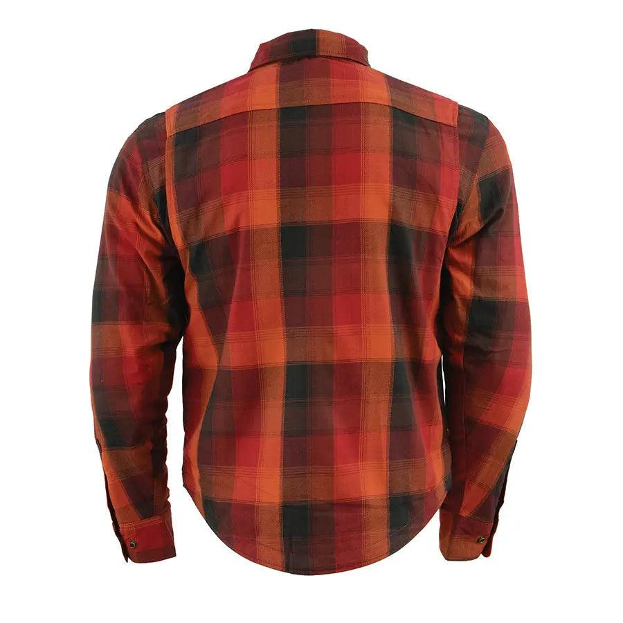 Milwaukee Leather Men's Red & Orange Armored Flannel Biker Shirt w/ Reinforced Fibers EX-STOCK Canada