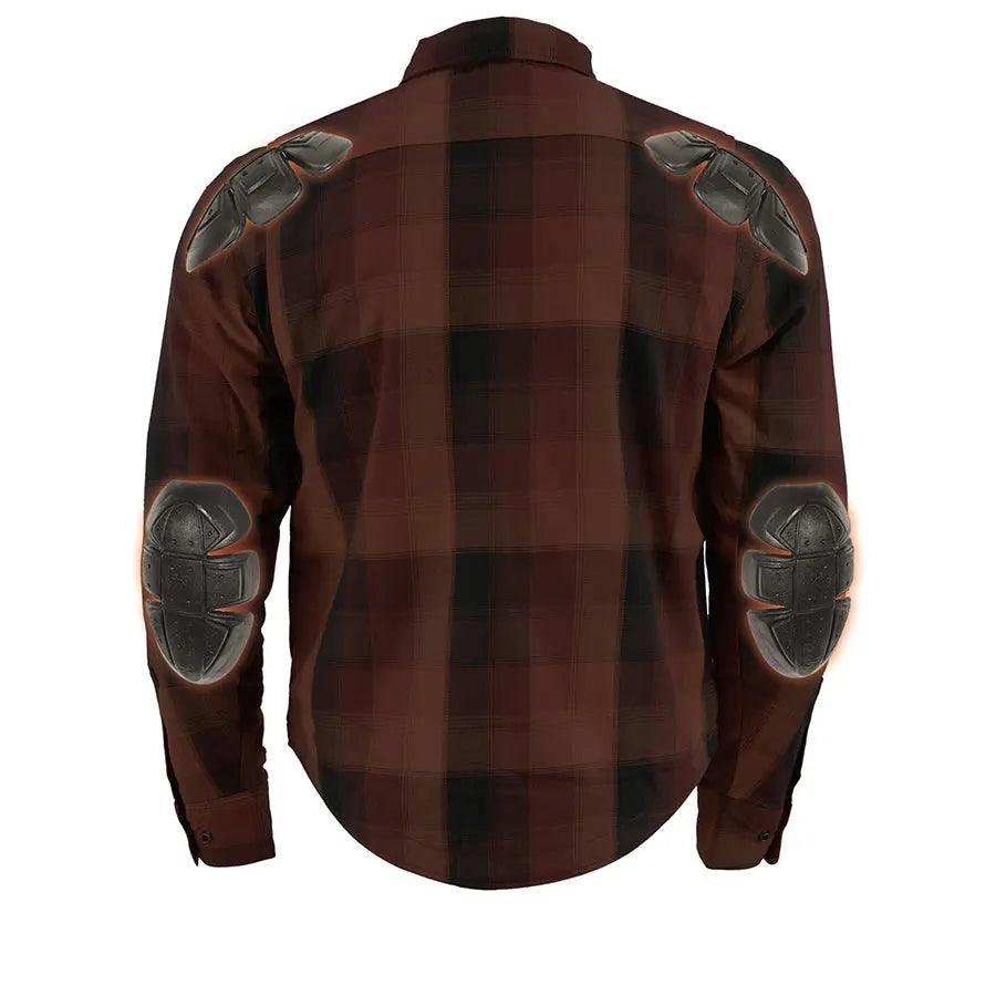Milwaukee Leather Men's Red & Orange Armored Flannel Biker Shirt w/ Reinforced Fibers EX-STOCK Canada