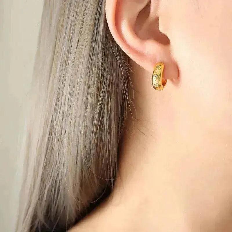 Boucles d'oreilles rétro élégantes en acier titane pour femmes - EX-STOCK Canada