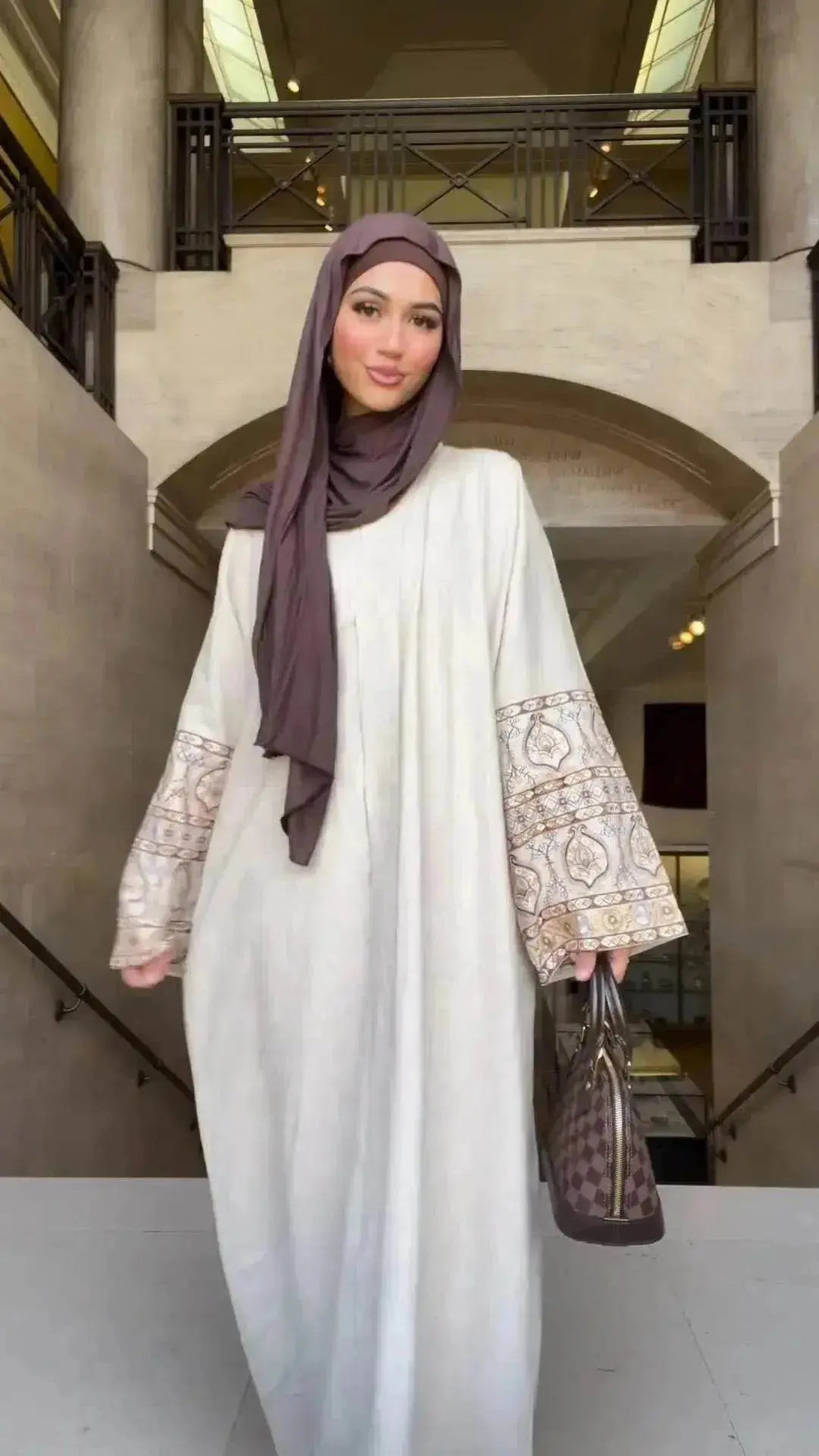 Retro-Inspired Boho Print Long Dress with Loose Puff Sleeves - EX-STOCK Canada