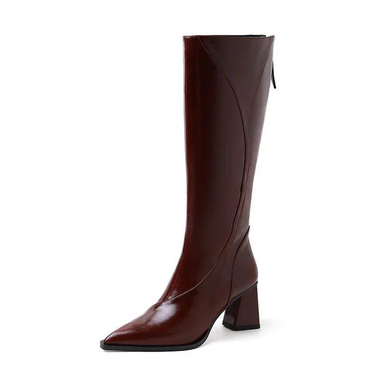 Retro Maillard Tube High Heel Riding Boots EX-STOCK Canada