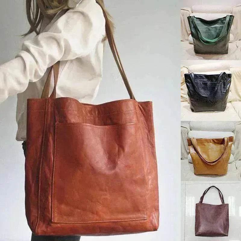 Retro Shoulder Bag Big Pocket Oil Wax Totes - EX-STOCK Canada