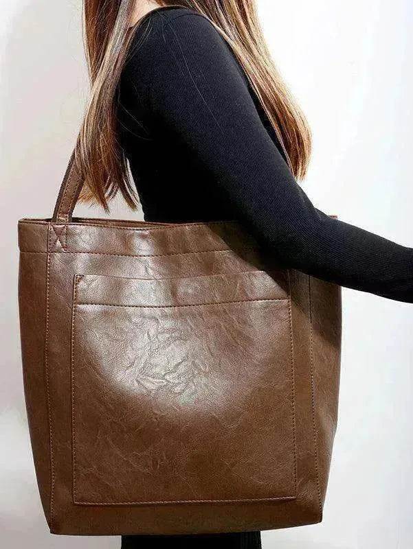 Retro Shoulder Bag Big Pocket Oil Wax Totes - EX-STOCK Canada