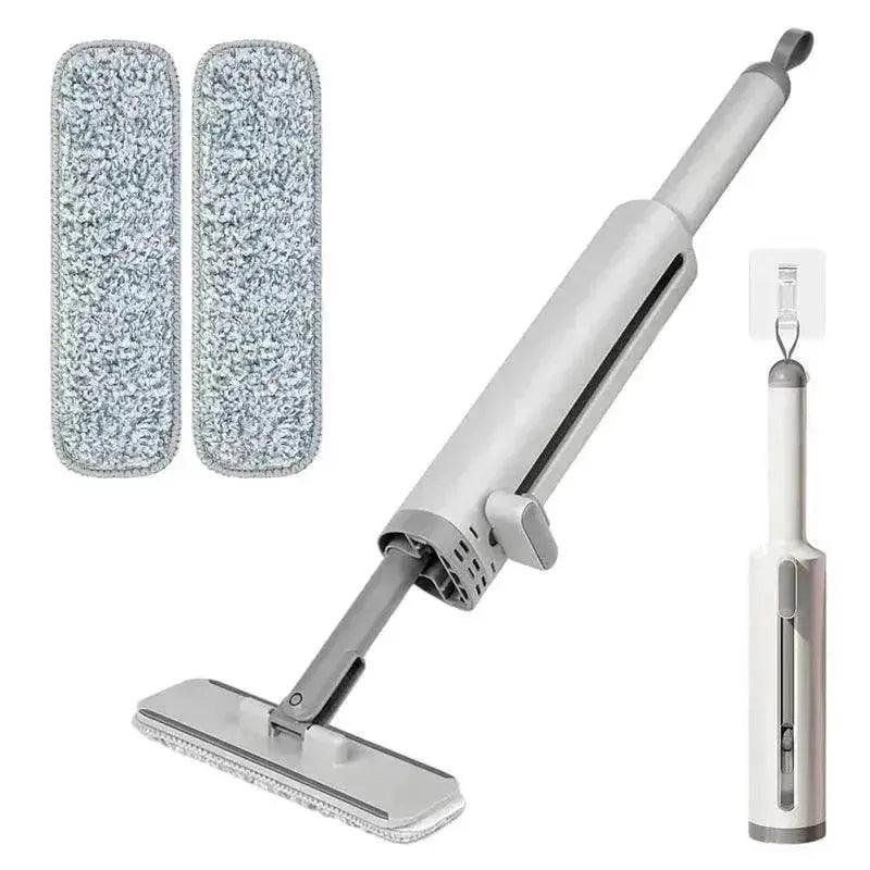 Drehbarer Self-Squeeze Mini-Mopp mit Ritzenbürste, Handwaschfreier Flachmopp zum Auspressen mit 2 wiederverwendbaren Mikrofaser-Pads, Mikrofaser-Mopp für Nass- und Trockenanwendung, Selbstwringender Flachmopp zur Bodenreinigung - EX-STOCK Canada