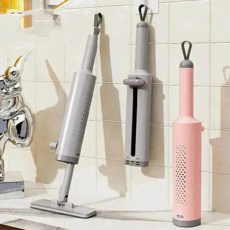 Drehbarer Self-Squeeze Mini-Mopp mit Ritzenbürste, Handwaschfreier Flachmopp zum Auspressen mit 2 wiederverwendbaren Mikrofaser-Pads, Mikrofaser-Mopp für Nass- und Trockenanwendung, Selbstwringender Flachmopp zur Bodenreinigung - EX-STOCK Canada