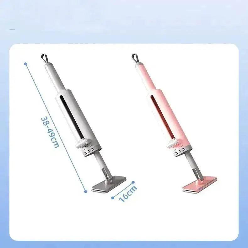 Drehbarer Self-Squeeze Mini-Mopp mit Ritzenbürste, Handwaschfreier Flachmopp zum Auspressen mit 2 wiederverwendbaren Mikrofaser-Pads, Mikrofaser-Mopp für Nass- und Trockenanwendung, Selbstwringender Flachmopp zur Bodenreinigung - EX-STOCK Canada