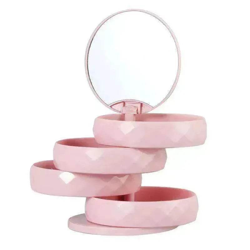 Rotating Multi layer Flannel Belt Mirror Jewelry Box - EX-STOCK Canada