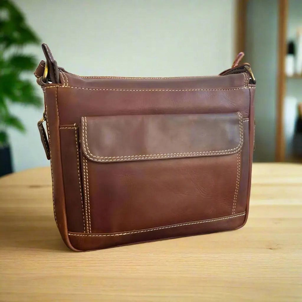 Sac organiseur est-ouest en cuir pleine fleur Rugged EarthEX-STOCK Canada